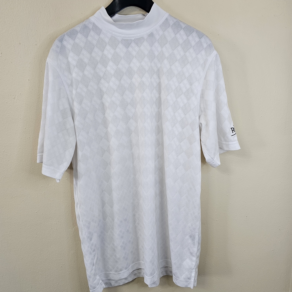 Oxford Golf Super Dry COOLMAX Polo Shirt White Mock Neck Size M Performance